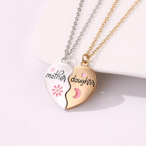 Fashion Jewelry Mother Daughter Necklace 2PCS Set Matching Heart Magnetic Pendant For Women Family Gifts For Mother's Day - CurryAndKartoffeln